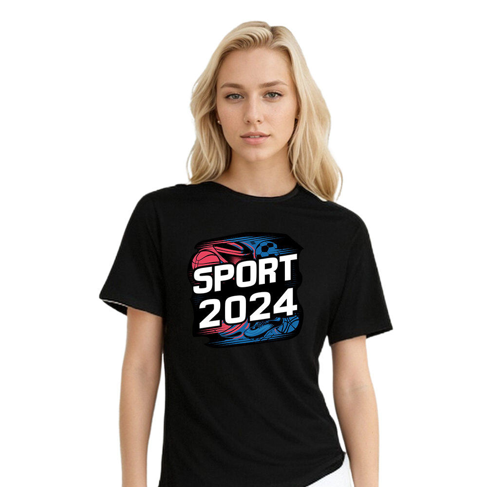 T-shirt Blanc et Noir 'Sport 2024' Ver.3