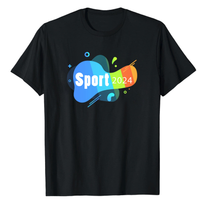 T-shirt Blanc et Noir 'Sport 2024' Ver.6