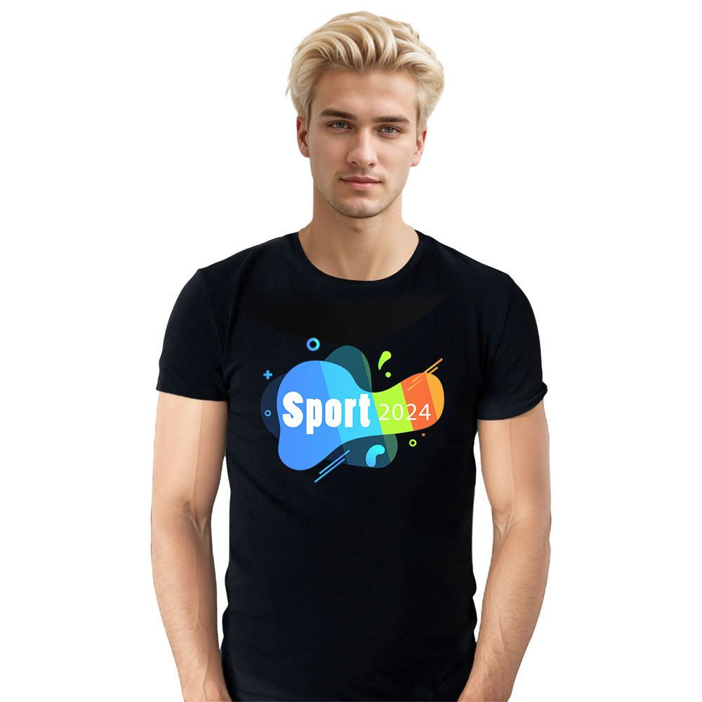 T-shirt Blanc et Noir 'Sport 2024' Ver.6