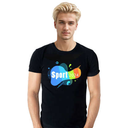 T-shirt Blanc et Noir 'Sport 2024' Ver.6