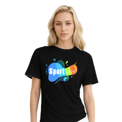 T-shirt Blanc et Noir 'Sport 2024' Ver.6