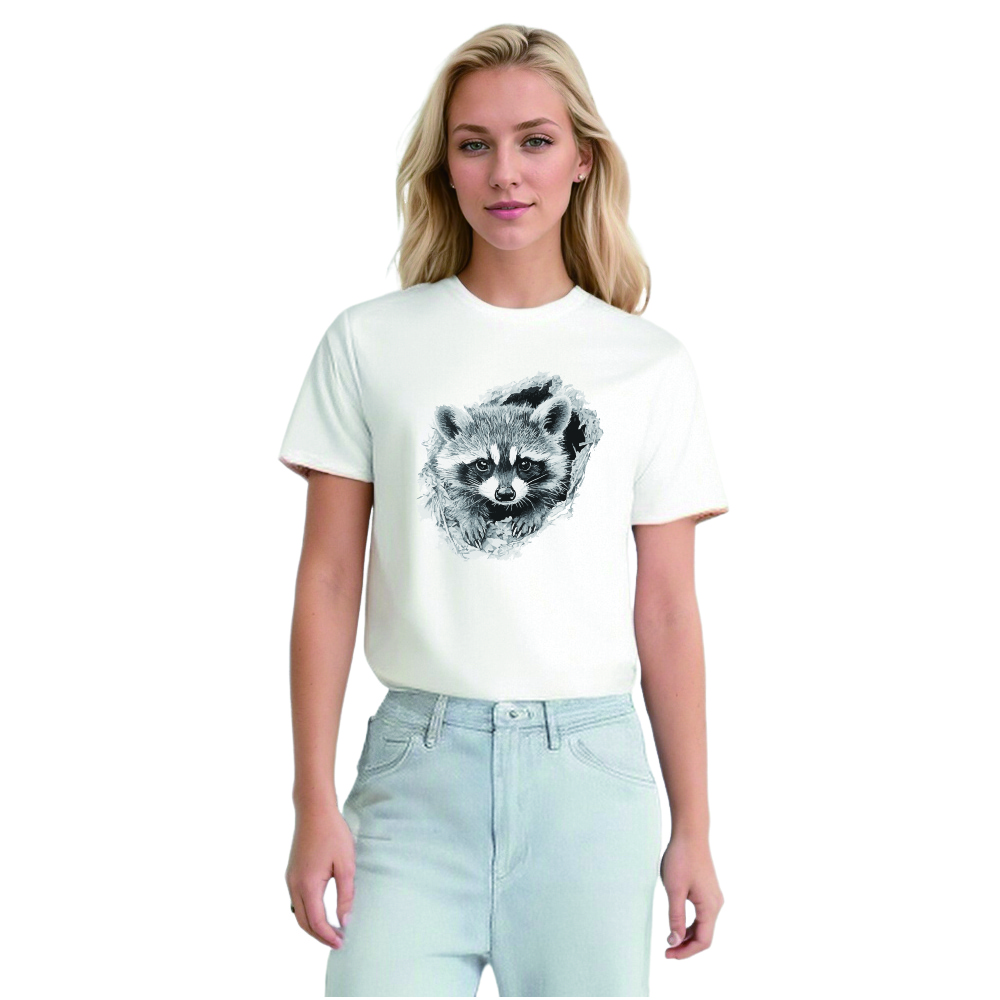 Animal Esquisse d'un Raton Laveur Mignon T-shirt Ver.2