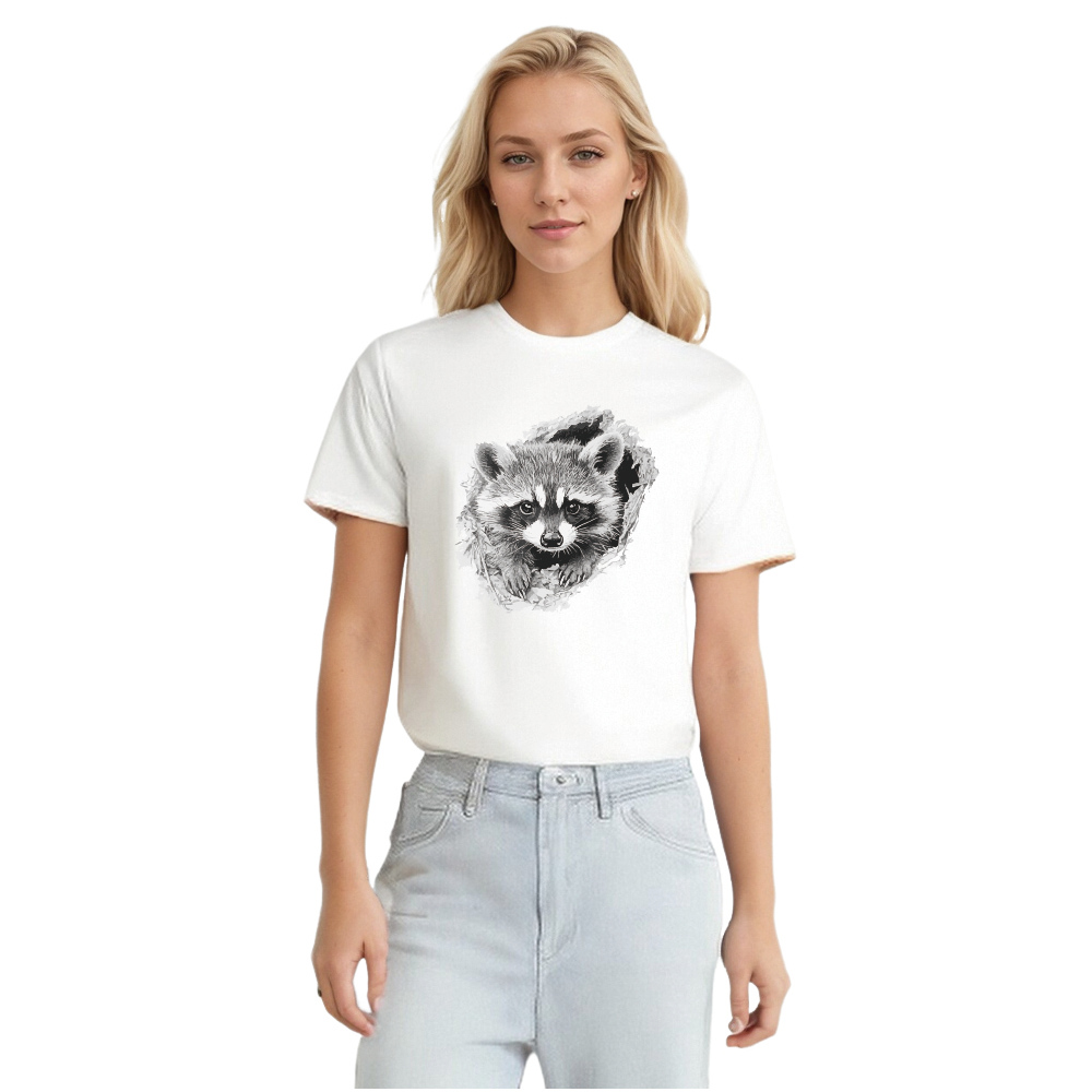Animal Esquisse d'un Raton Laveur Mignon T-shirt Ver.2