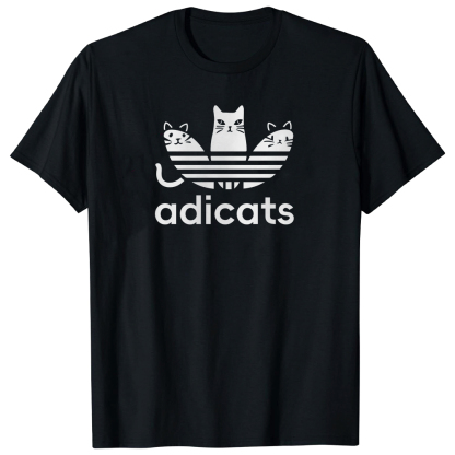 T-shirt Blanc et Noir Adicats Dessin Original Ver.2