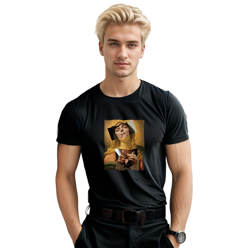 T-shirt Adulte Noir Patchwork Personnalisé Costume