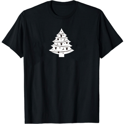 Adulte T-Shirt Arbre de Noël Monochrome Pour Noël Ver.2