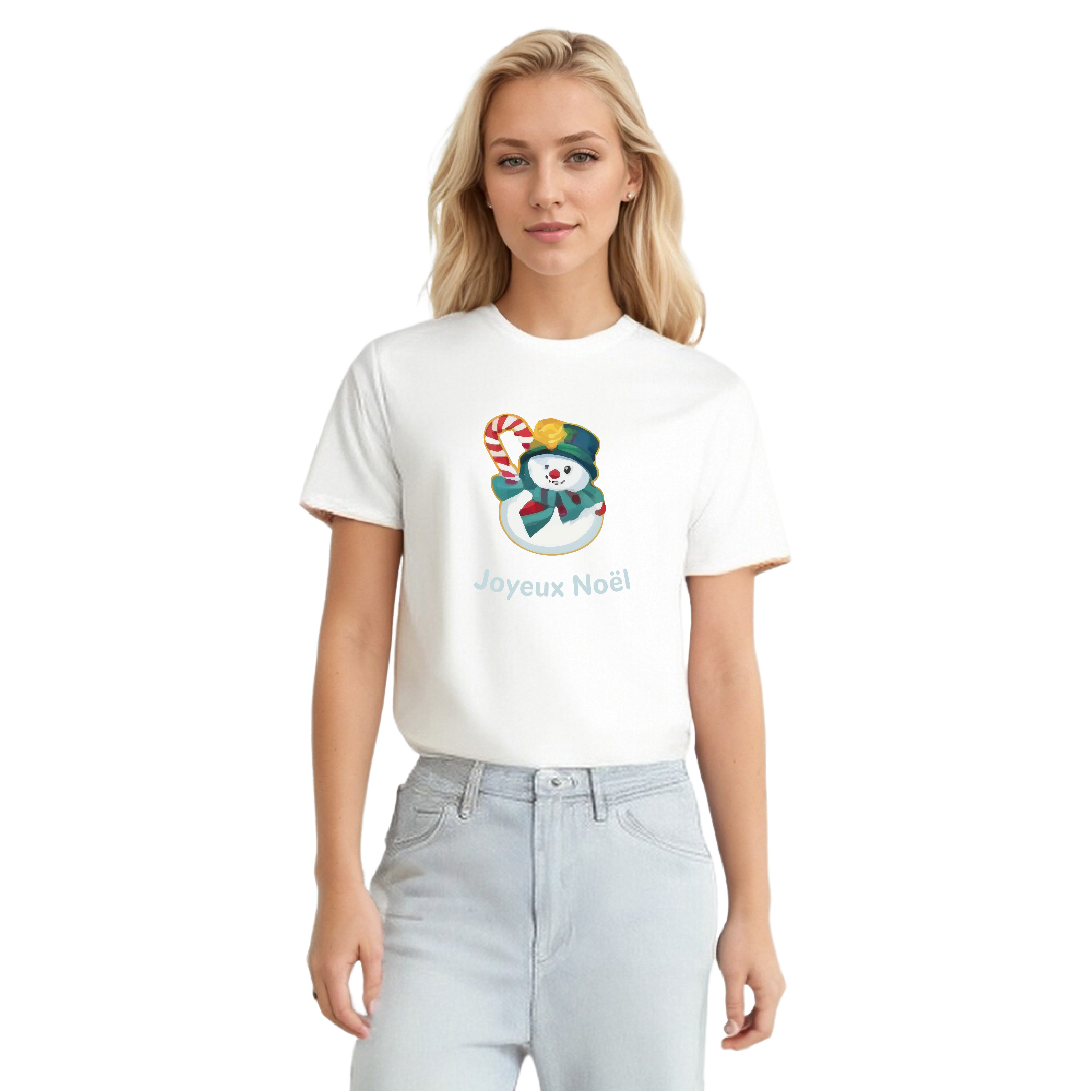 T-shirt Mignon Bonhomme de Neige Pour Noël Ver.2