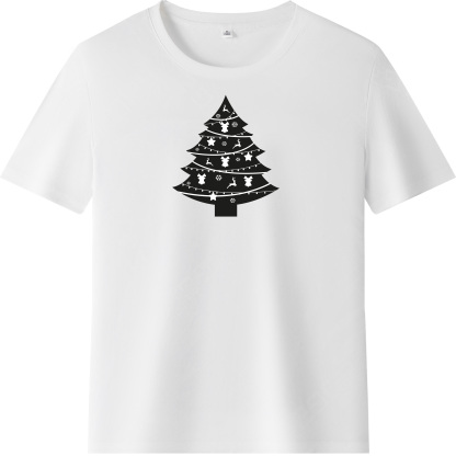 Adulte T-Shirt Arbre de Noël Monochrome Pour Noël Ver.2