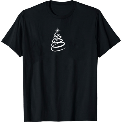 Adulte T-Shirt Blanc Arbre de Noël Monochrome Pour Noël Ver.4