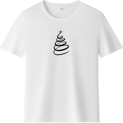 Adulte T-Shirt Blanc Arbre de Noël Monochrome Pour Noël Ver.4