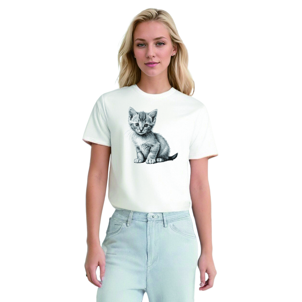 Animal Esquisse d'un Chat Mignon T-shirt Ver.2