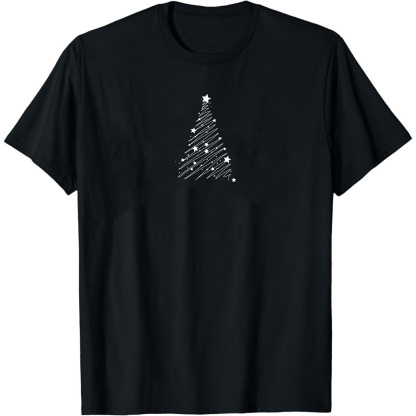 Adulte T-Shirt Arbre de Noël Monochrome Pour Noël Ver.5
