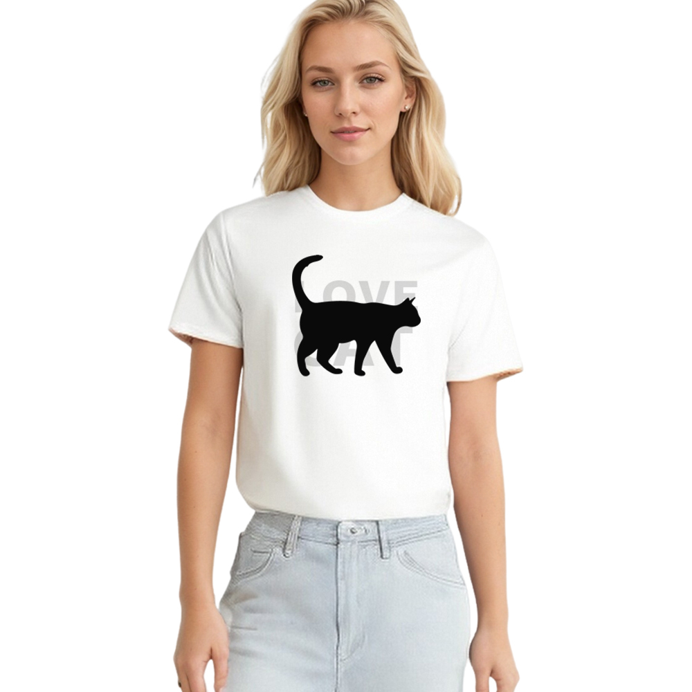 T-shirt Imprimé Blanc Animal ‘Chat’ Costume