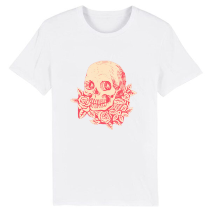 T-shirt Tête de Mort Rose Dessin Original