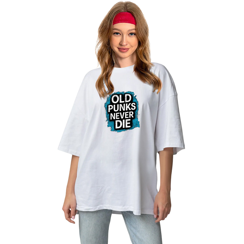 T-shirt Texte 'Old Punks Never Die' Costume Ver.B