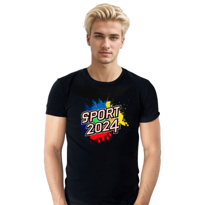 T-shirt Blanc et Noir 'Sport 2024' Ver.8