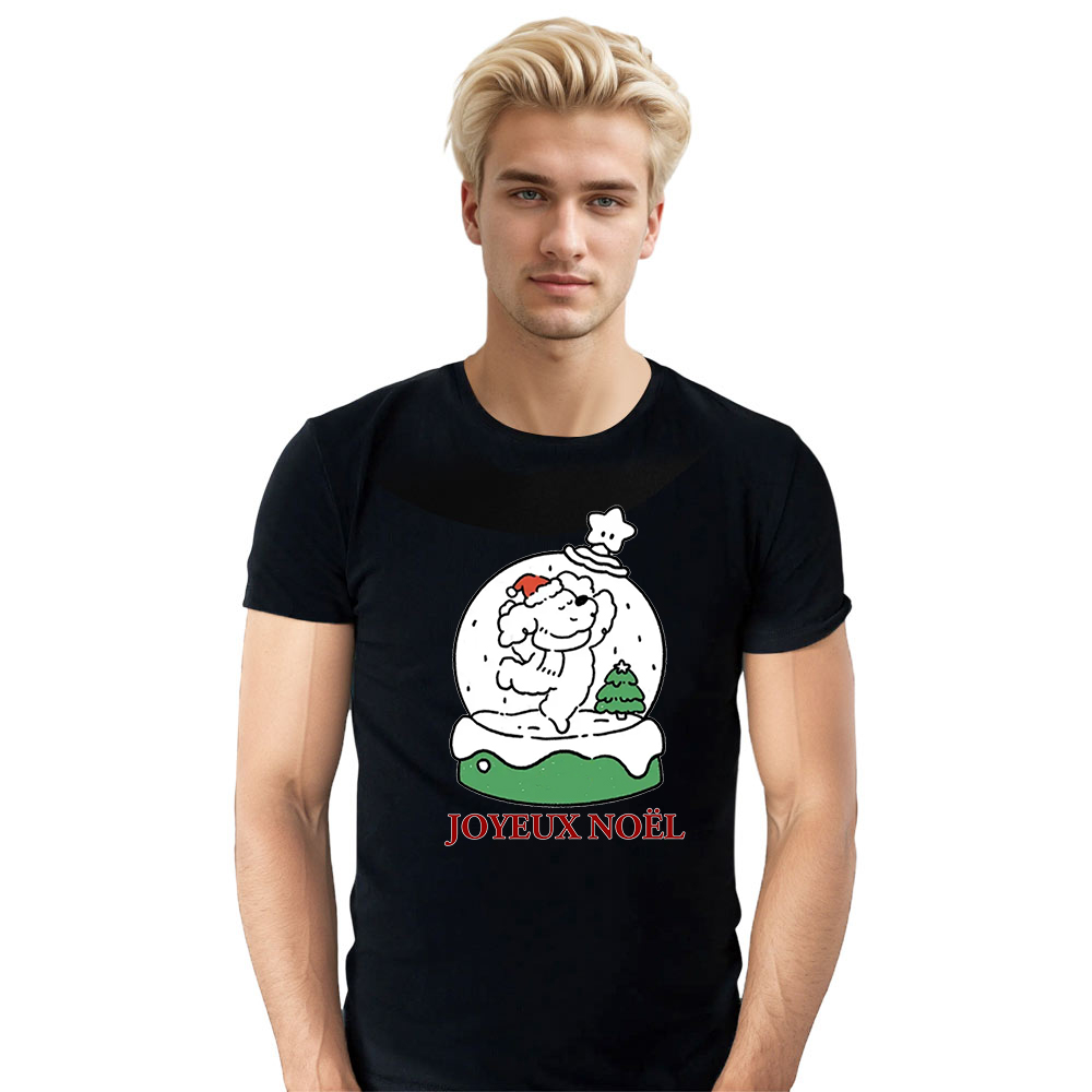 T-shirt Chiot Dansant Texte Joyeux Noël