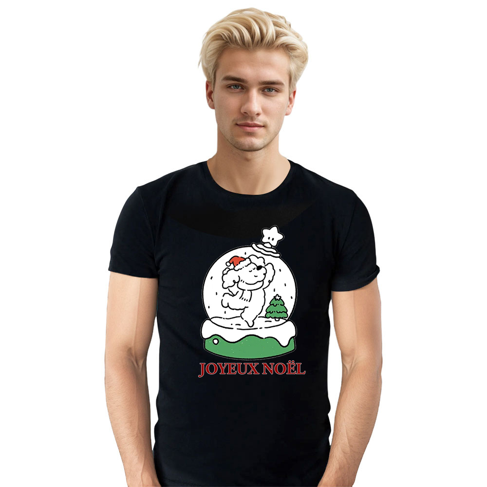 T-shirt Chiot Dansant Texte Joyeux Noël