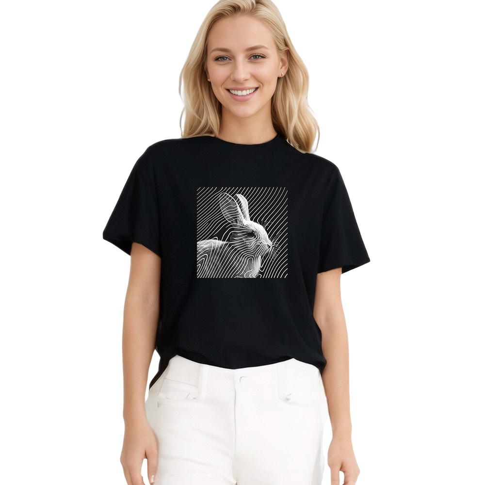 T-shirt Imprimé Noir Animal Lapin Costume