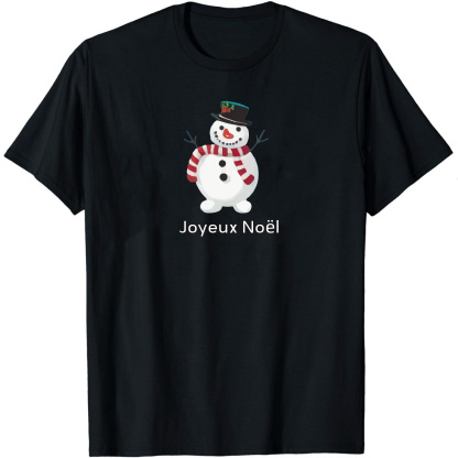 T-shirt Mignon Bonhomme de Neige Pour Noël