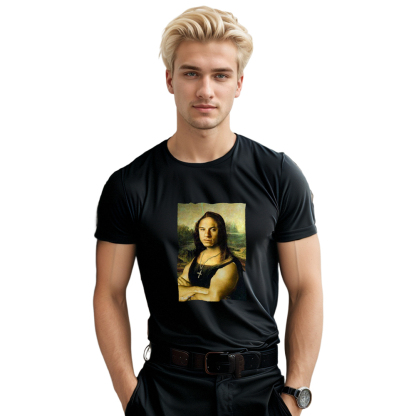 T-shirt Adulte Noir Meme sur Mona Lisa Costume