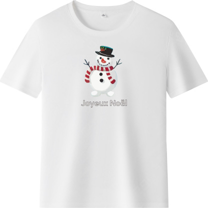 T-shirt Mignon Bonhomme de Neige Pour Noël