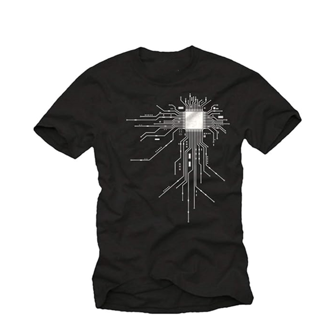T-Shirt Noir Gamer CPU Homme Noir