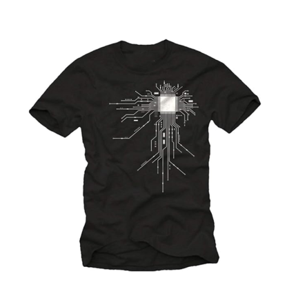 T-Shirt Noir Gamer CPU Homme Noir