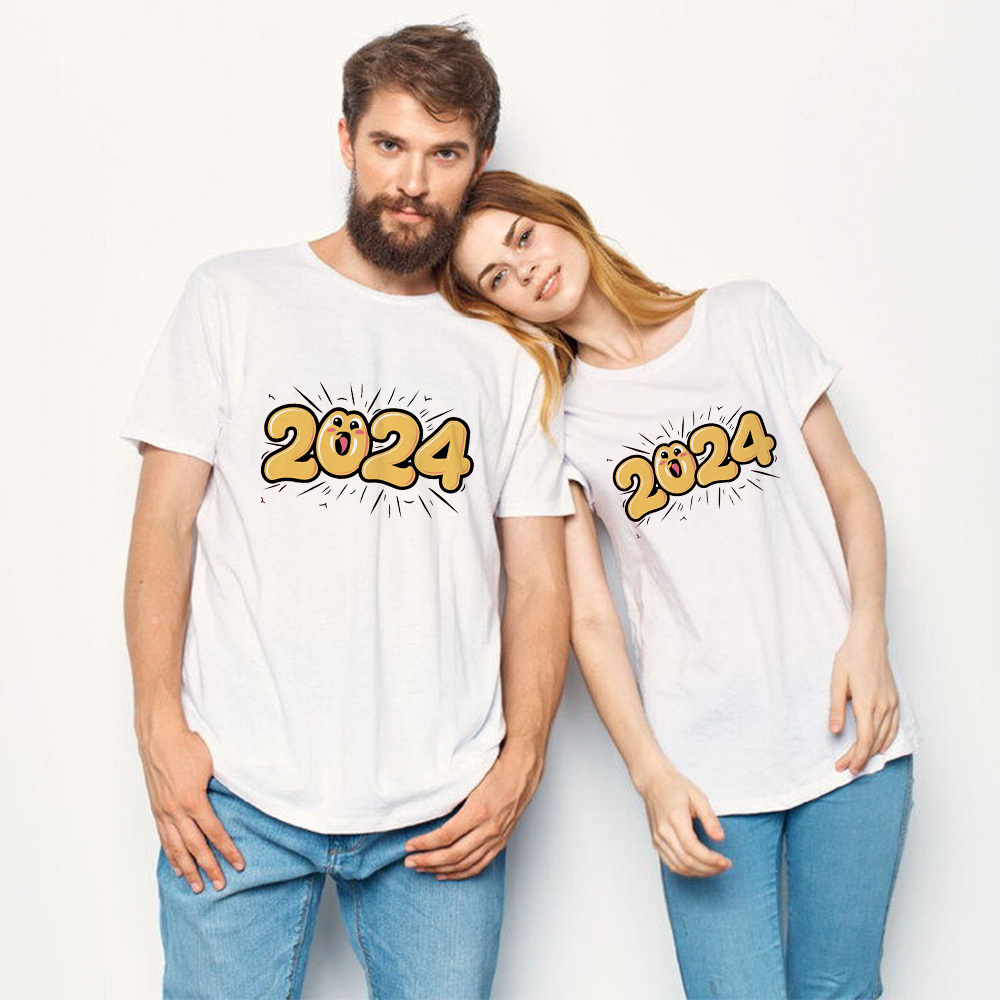 Couple T-shirt '2024‘ Blanc du Memorial Day