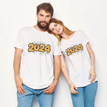 Couple T-shirt '2024‘ Blanc du Memorial Day