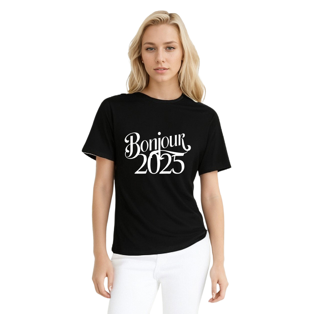 T-shirt 'Bonjour 2025‘ Noir et Blanc du Nouvelle Année Ver.2