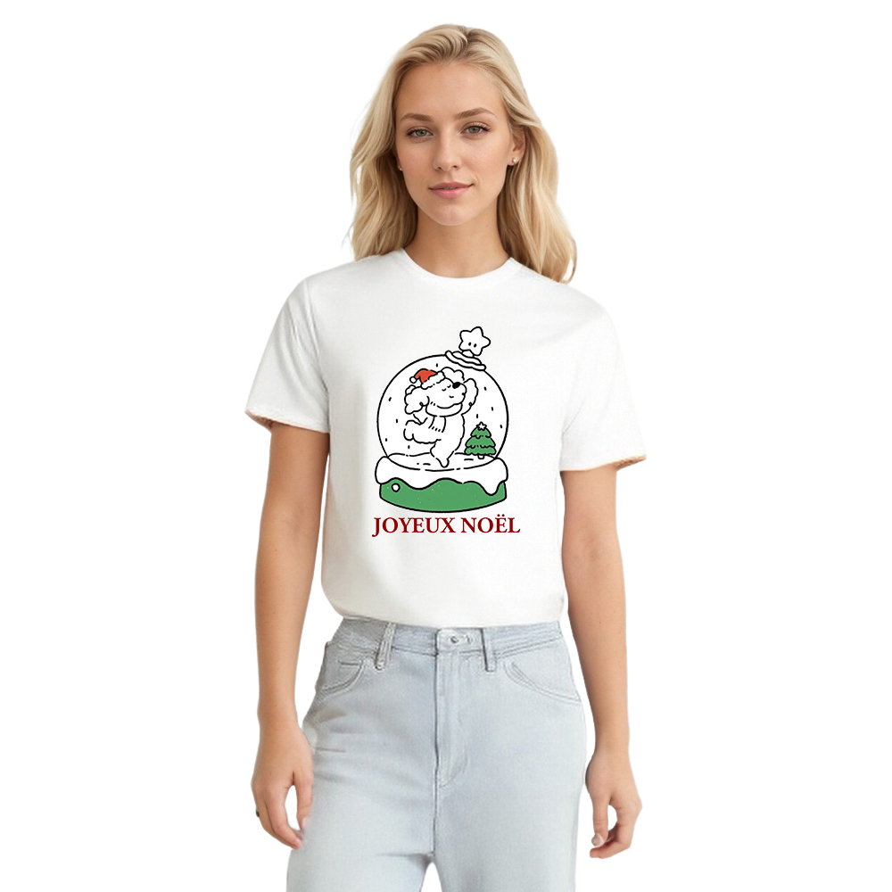 T-shirt Chiot Dansant Texte Joyeux Noël