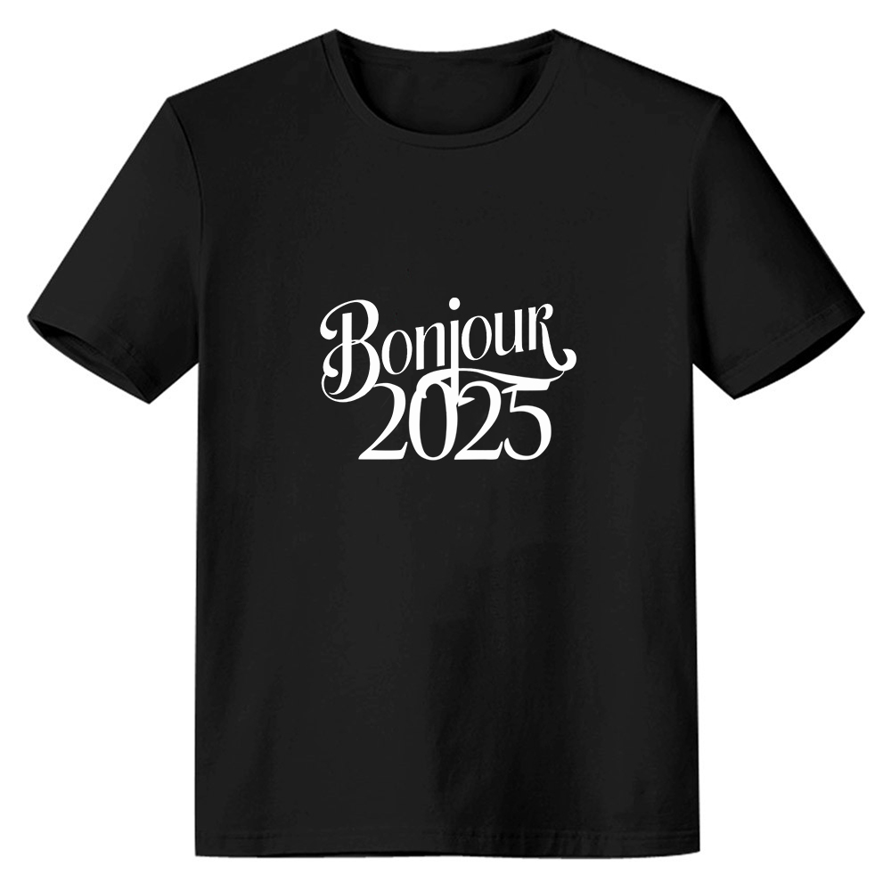 T-shirt 'Bonjour 2025‘ Noir et Blanc du Nouvelle Année Ver.2