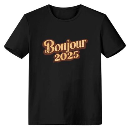 T-shirt 'Bonjour 2025‘ Noir et Blanc du Nouvelle Année Ver.3