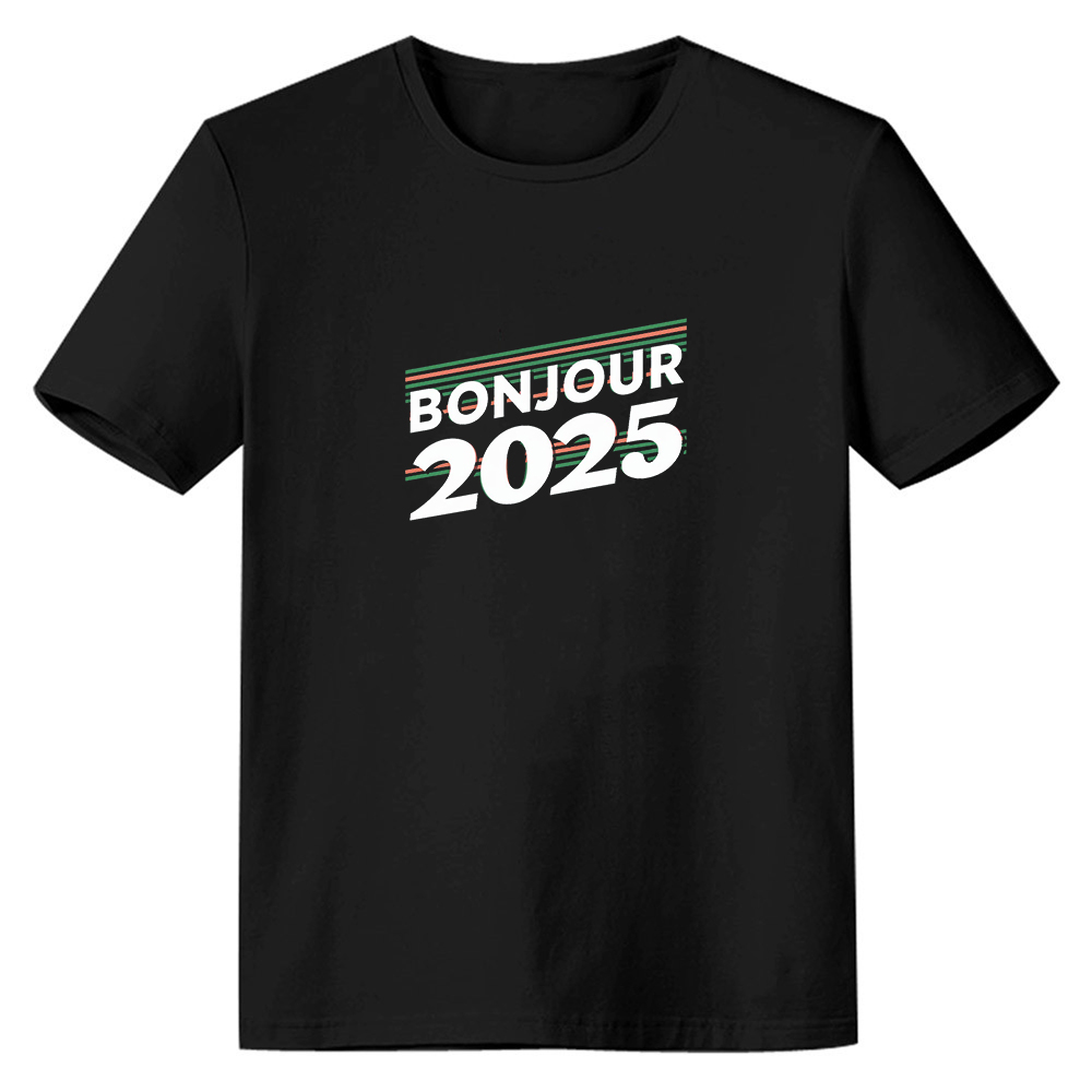T-shirt 'Bonjour 2025‘ Noir du Nouvelle Année