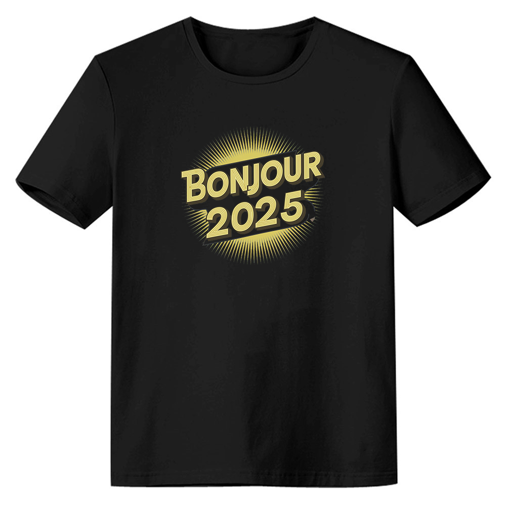 T-shirt 'Bonjour 2025‘ Noir et Blanc du Nouvelle Année Ver.4