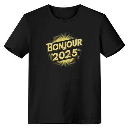 T-shirt 'Bonjour 2025‘ Noir et Blanc du Nouvelle Année Ver.4