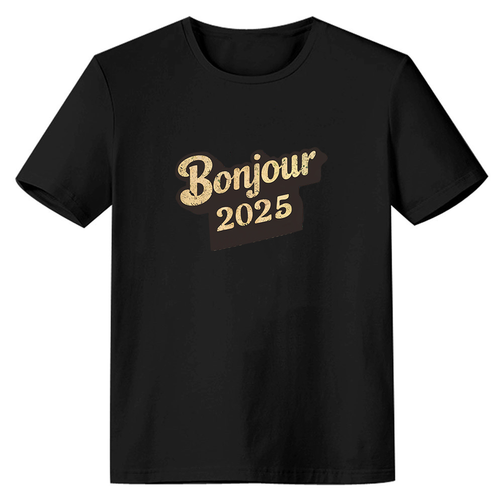 T-shirt 'Bonjour 2025‘ Noir et Blanc du Nouvelle Année Ver.5