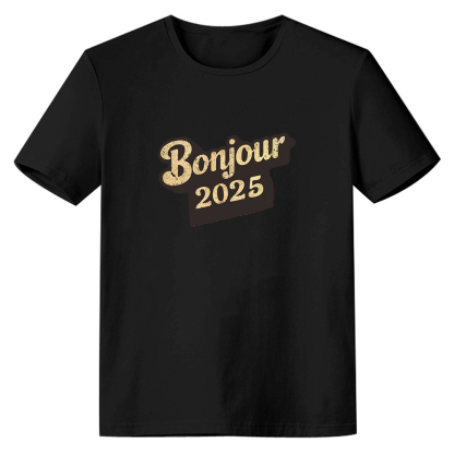 T-shirt 'Bonjour 2025‘ Noir et Blanc du Nouvelle Année Ver.5