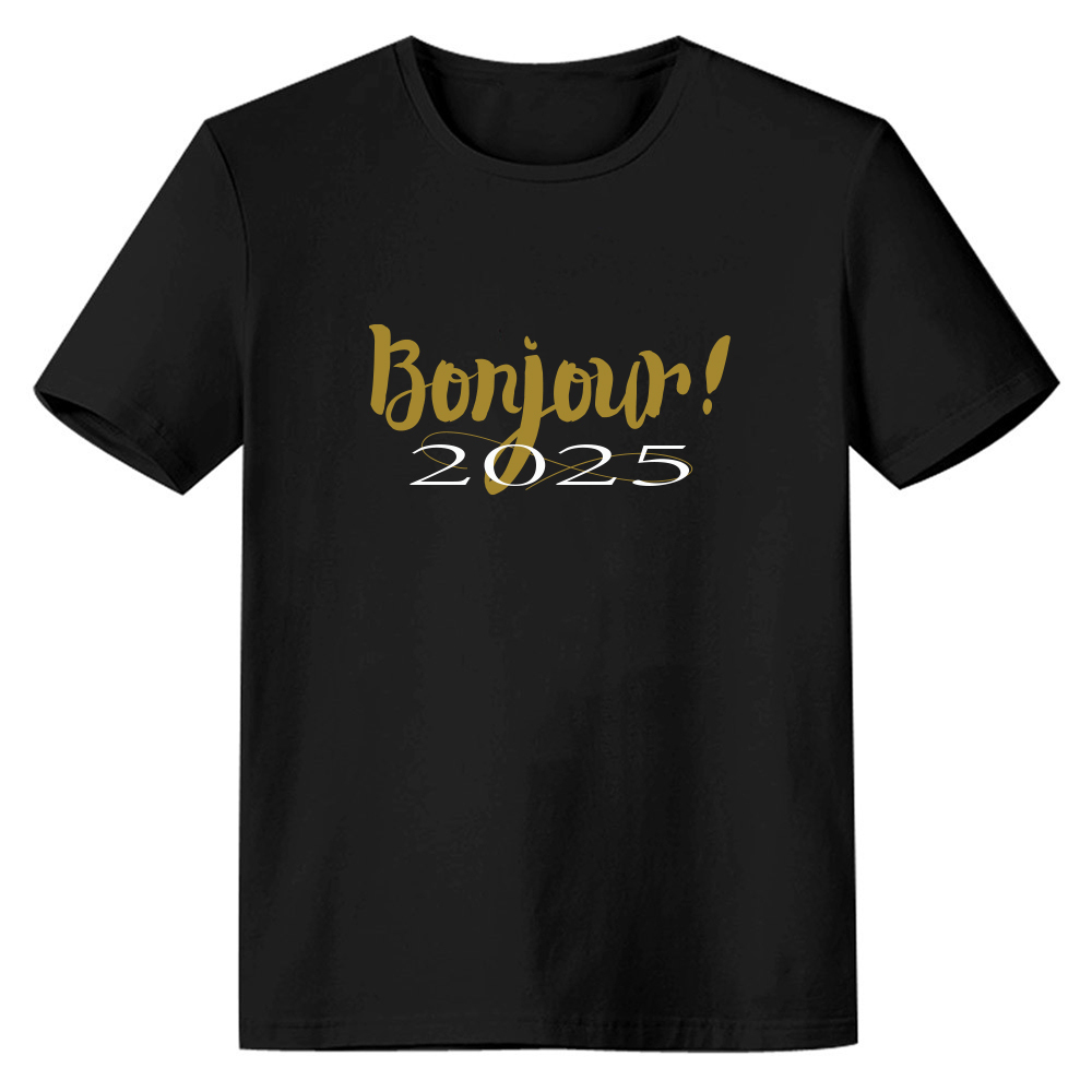T-shirt 'Bonjour 2025‘ Noir et Blanc du Nouvelle Année Ver.6
