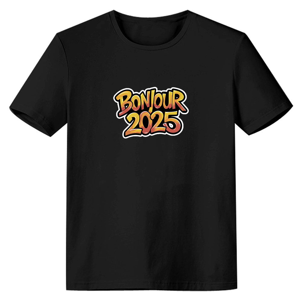 T-shirt 'Bonjour 2025‘ Noir et Blanc du Nouvelle Année Ver.8