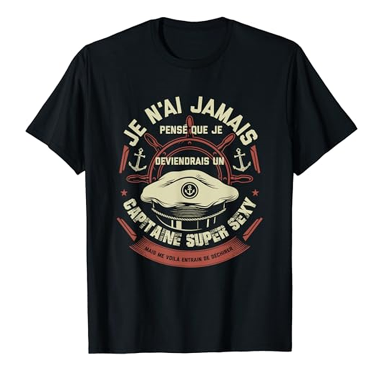 T-shirt pour Capitaine de Bâteaux à Moteur et Voilier Marin Costume