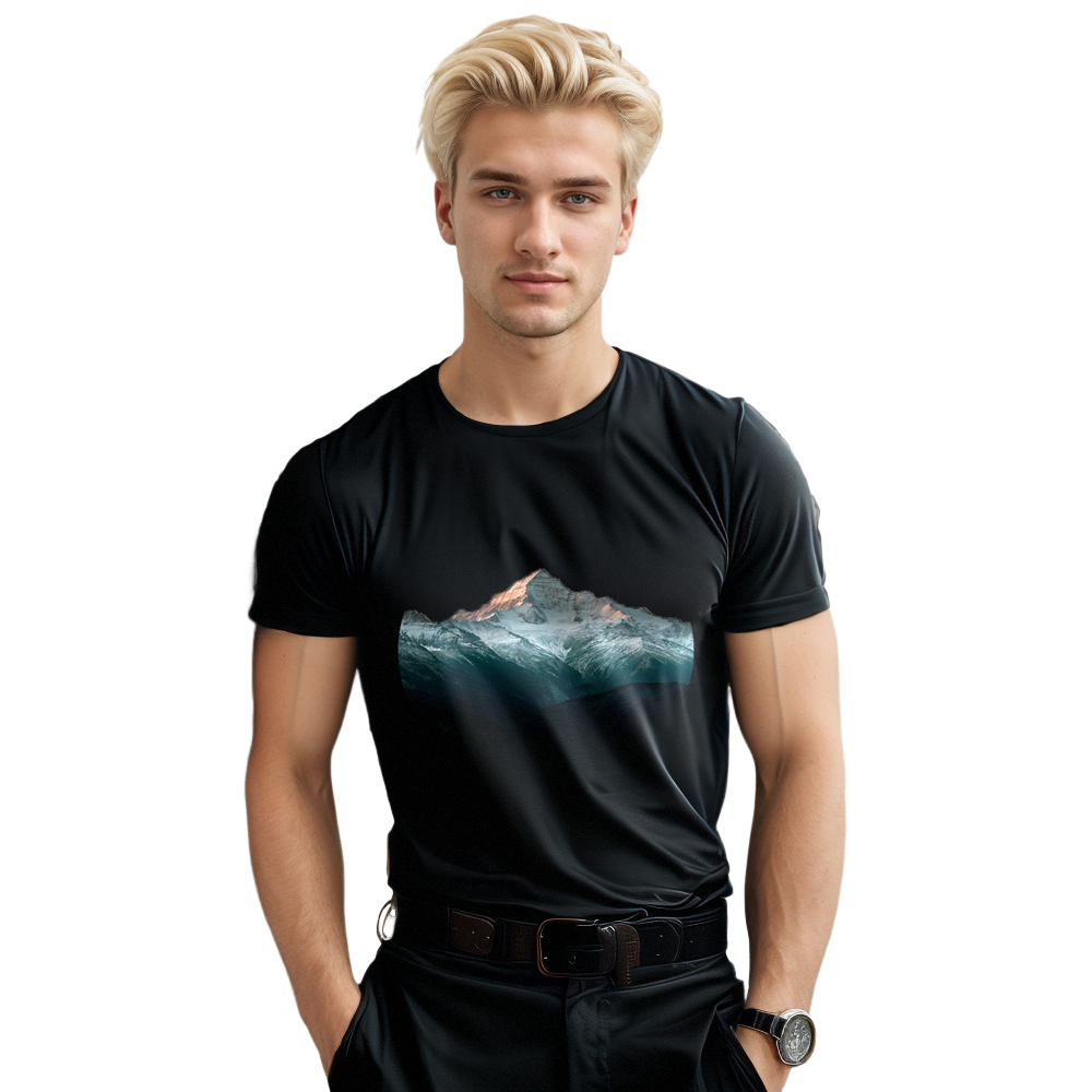 T-shirt Adulte Noir Naturellement Montagne Enneigée Costume