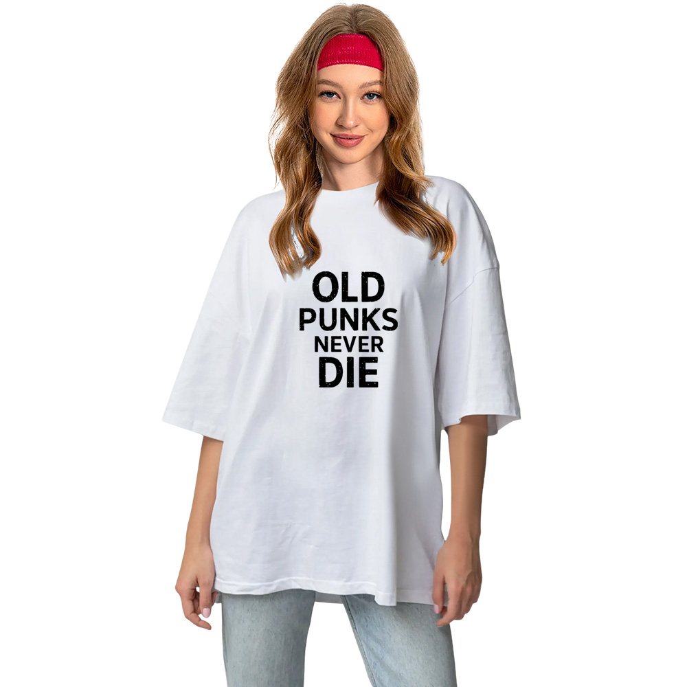 T-shirt Texte 'Old Punks Never Die' Costume Ver.C