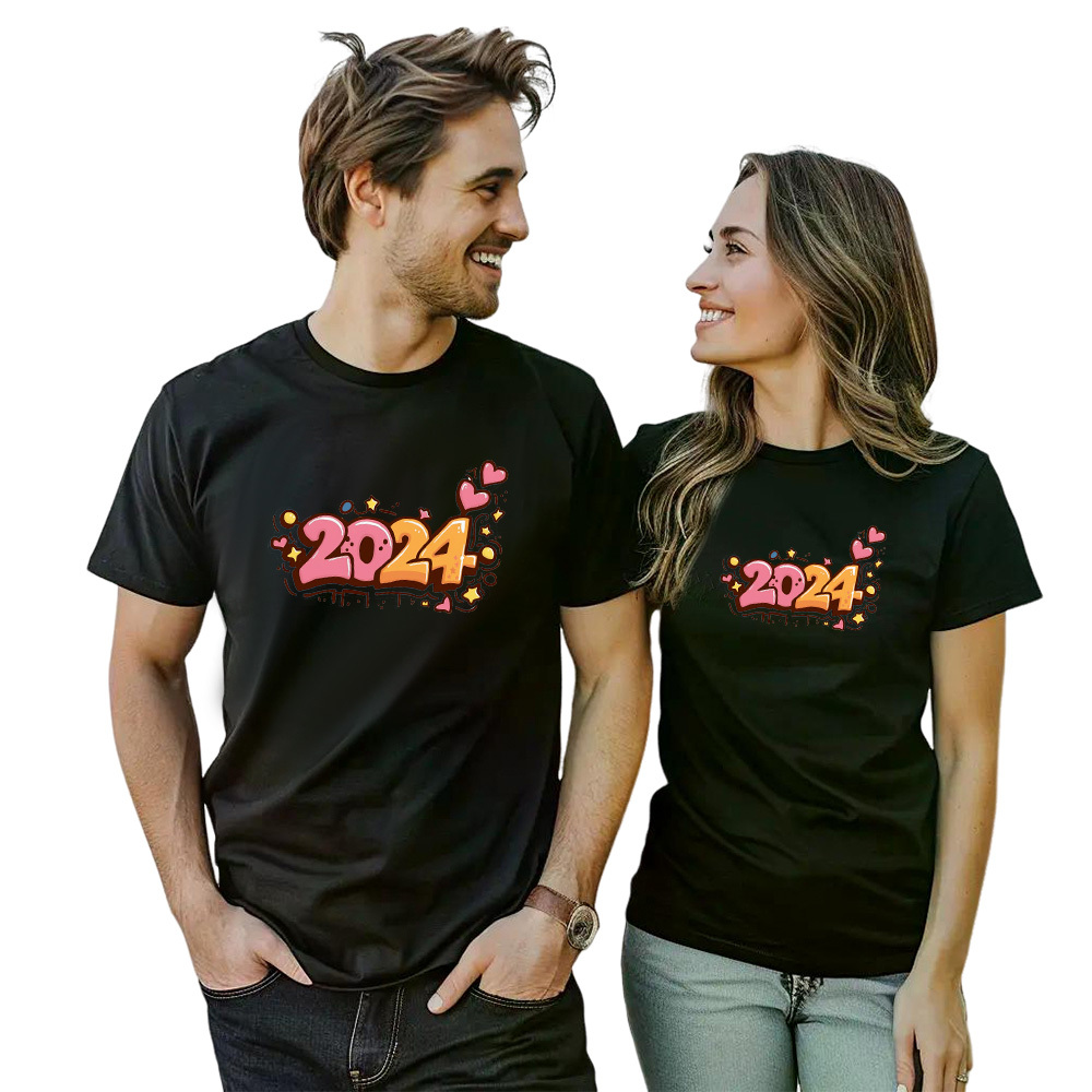 Couple T-shirt '2024‘ Noir et Blanc du Memorial Day Ver.2