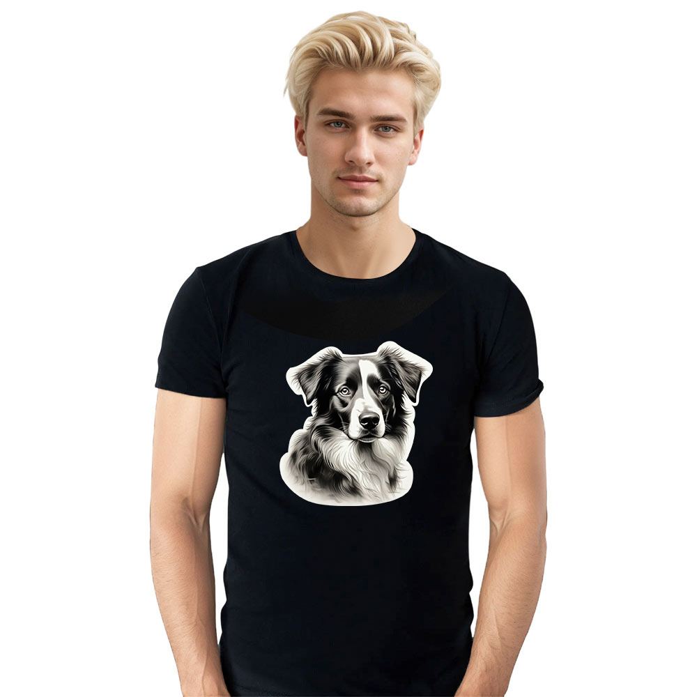 T-shirt Blanc et Noir Border Collie