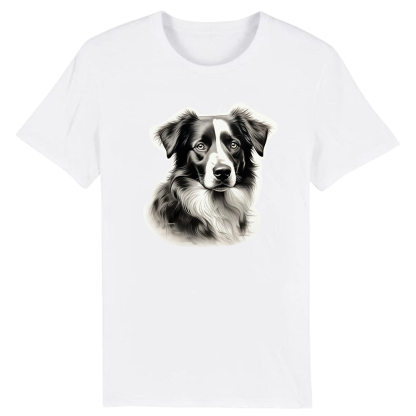 T-shirt Blanc et Noir Border Collie