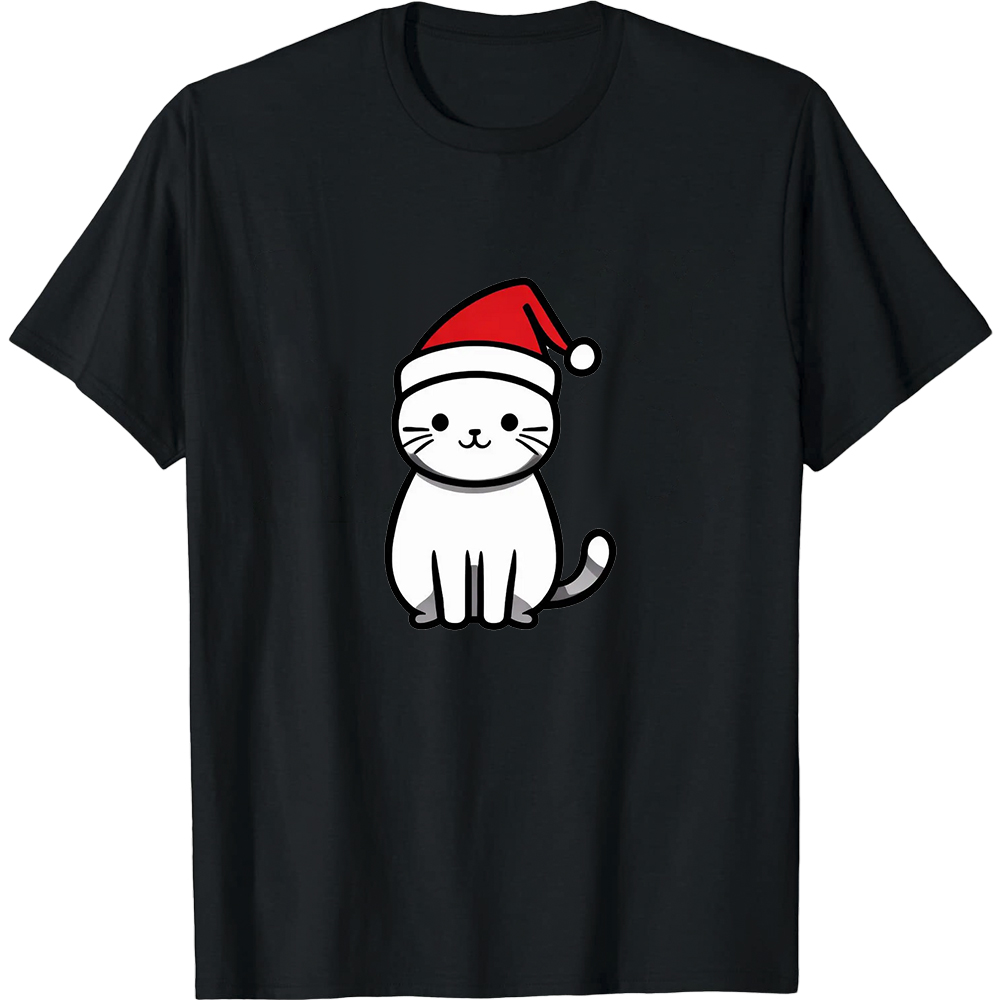 T-shirt Chaton avec un Bonnet de Noël pour Noël Ver.2
