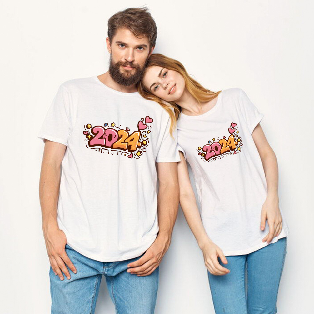 Couple T-shirt '2024‘ Noir et Blanc du Memorial Day Ver.2