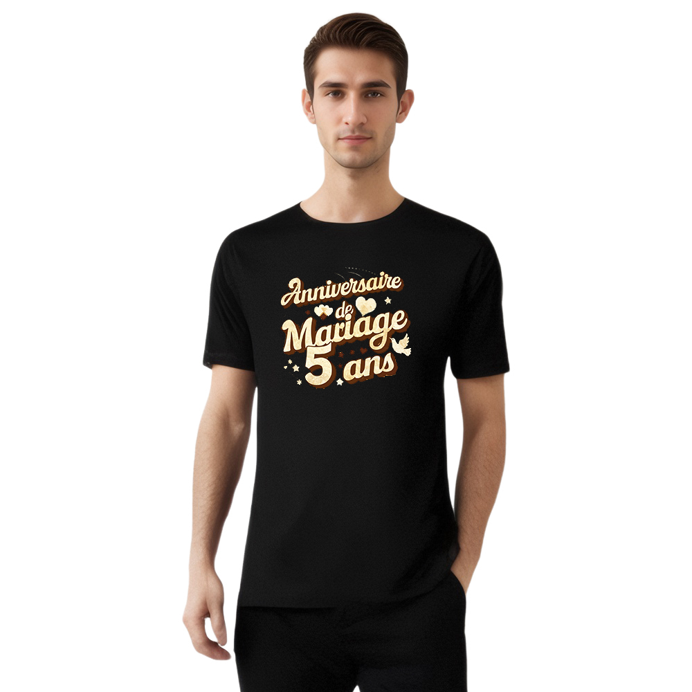 T-shirt 'Anniversaire de Mariage 5 Ans' Costume du Memorial Day Ver.2
